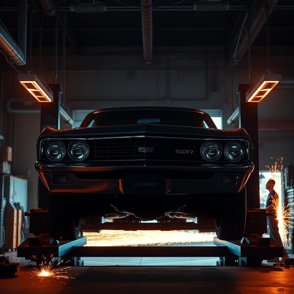 Muscle car being serviced at Divine Transmission & Auto Care
